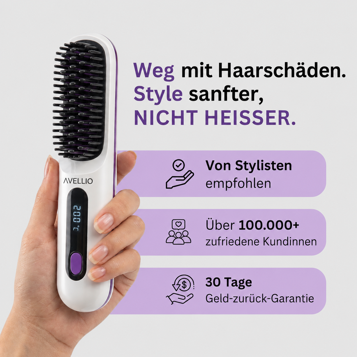 Die erste beheizbare Haarbürste für Frauen mit kurzem Haar