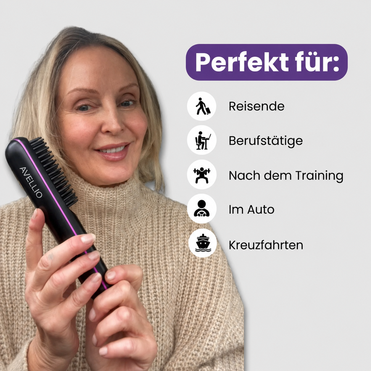 Die erste beheizbare Haarbürste für Frauen mit kurzem Haar